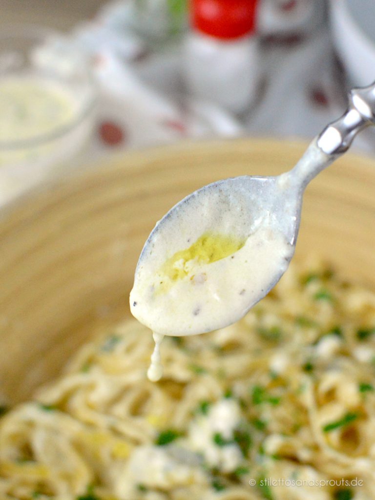 Alfredo Pasta Stilettos & Sprouts