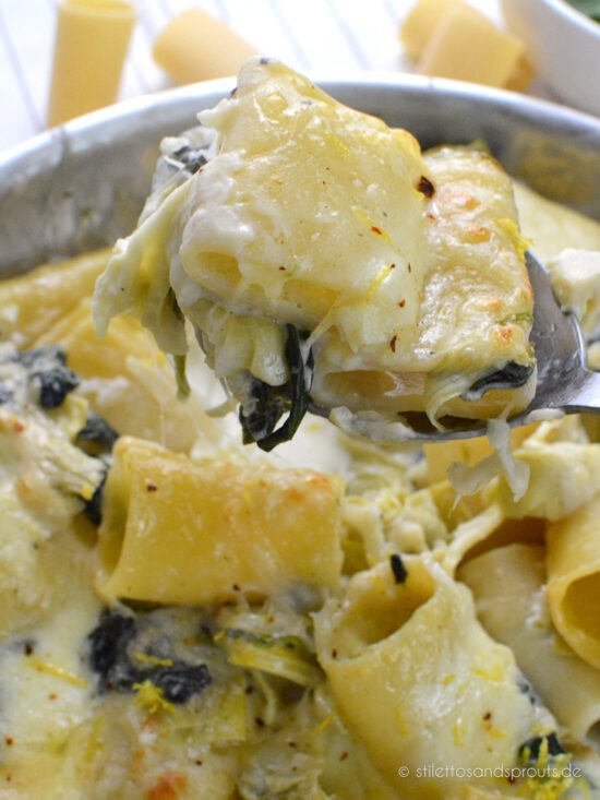 Pasta mit Artischocken und Spinat - Stilettos &amp; Sprouts