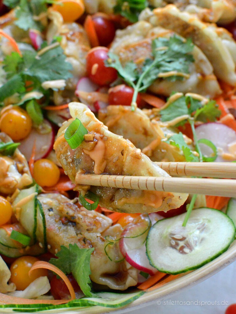 Asiatische Teigtaschen als gesunde Bowl