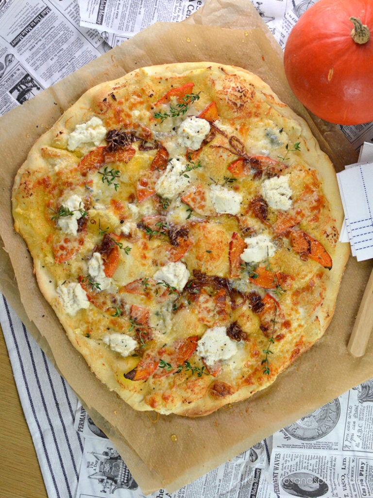 Pizza Quattro Formaggi mit Kürbis